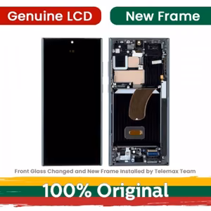 LCD ekrāns saderīgs ar Samsung S918 S23 Ultra ar rāmi / Cream / (Atjaunots: Telemax)