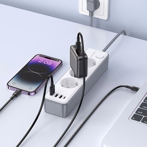 Borofone Barošanas sloksne BAC9 - 3 rozetes 240V + 3xUSB + C tips - PD 20W 2 metri melns
