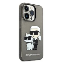 Karl Lagerfeld Spīdums Karl&Choupette viedtālruņa apvalks iPhone 14 Pro - melns