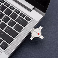 FORCELL F-DATA zibatmiņa Metal Quad 16GB USB3.2 Gen 1 (USB A / Type C / Lightning / Micro USB) sudraba