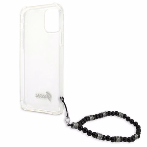 Guess GUHCP12MKPSBK iPhone 12/12 Pro 6.1 caurspīdīgs ciets vāciņš melnas pērļu kolekcija