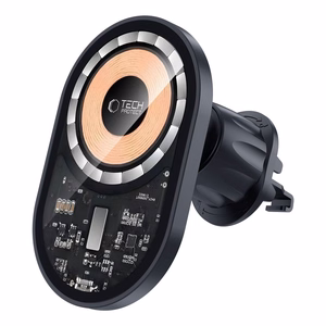 TECH-PROTECT MM15W-V6 MAGNĒTISKS MAGSAFE PANEĻA UN VENTILĀCIJAS AUTO TURĒTĀJS BEZVADU LĀDĒTĀJS 15W MELNS