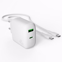 Puro Daily Prolite 45W USB-C USB-A Power Delivery lādētājs ar USB-C kabeli - balts