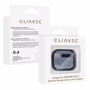 Liavec SlideLock Maciņš for Apple AirPods Pro 3 caurspīdīgs-zils