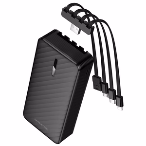 Borofone Внешний аккумулятор 20000mAh BJ84A Smooth - с кабелями USB, Type C, Lightning и Micro USB чёрный