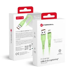 FORCELL F-ENERGY C343 kabelis USB A uz Lightning 2,4A 12W Silicone 1 m zaļš