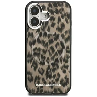 Karl Lagerfeld IML leoparda raksts magnētiskais apvalks iPhone 16 - brūns