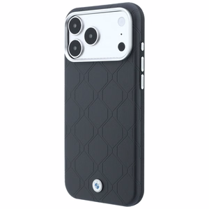 BMW Sign Deboss Quilted Metal Logo vāciņš modelim iPhone 18 Pro Max / 17 Pro Max, saderīgs ar MagSafe – tumši pelēks