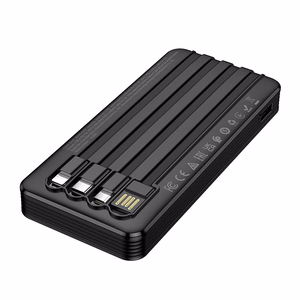 Borofone Внешний аккумулятор 10000mAh BJ84 Smooth - USB - с кабелями USB, Type C, Lightning и Micro USB чёрный