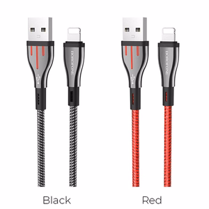 Borofone Highway BU23 USB-A–Lightning kabelis, 1.2 m, melns un sarkans