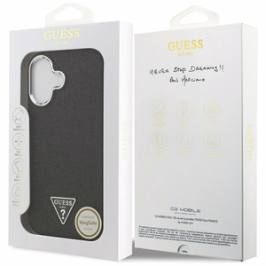 Guess Mirdzošs Trīsstūra Logotips Magnētiskais viedtālruņa apvalks iPhone 17 - melns
