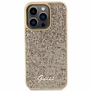 Guess Disko Metāla Uzraksts viedtālruņa apvalks iPhone 15 Pro - zelta