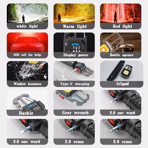 Mini lukturītis LED atslēgu piekariņš W5138 Type C ar 4 skrūvgrieža uzgaļiem un trijkāji