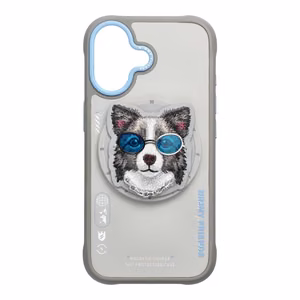 NIMMY viedtālruņa apvalks GLASSES COOL DOG saderīgs ar MagSafe priekš IPHONE 17 pelēks