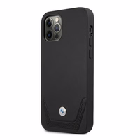 BMW Ādas perforēts viedtālruņa apvalks iPhone 12 / iPhone 12 Pro - melns