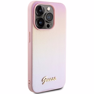 Guess GUHCP15XPSAIRSP iPhone 15 Pro Max 6.7" apvalks Saffiano Iridescent Script - rozā
