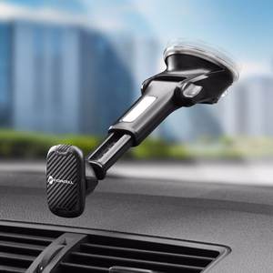 FORCELL F-GRIP Carbon H-CT327 magnētiskais auto turētājs vējstiklam / paneļim melns