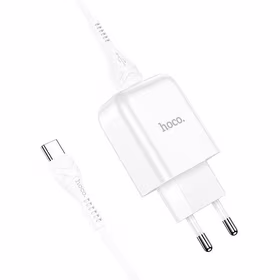 Lādētājs Hoco USB A 2A 10W + kabelis USB A uz USB C N2 balts