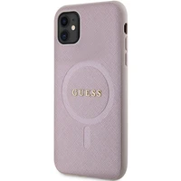 Guess GUHMN61PSAHMCP viedtālruņa apvalks iPhone 11 / Xr - rozā Saffiano Magnētiskais