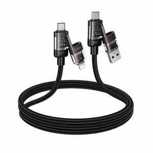 Kabelis 4in1 USB A/C uz USB C/Lightning Hoco 240W 1,2 m U151 melns