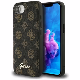 Guess Peony Script Logo magnētiskais viedtālruņa apvalks iPhone 16e - melns