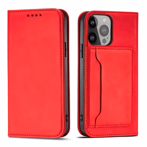 Magnet Card Case для iPhone 13 Pro чехол-кошелёк с держателем для карт красный