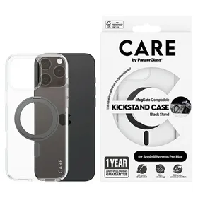 CARE by PanzerGlass Funkcionālais viedtālruņa apvalks ar statīvu iPhone 16 Pro Max 6.9" melns/melns Magnētiskais 1324