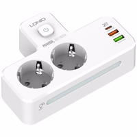 Beline pagarinātājs ar LED apgaismojumu 2xUSB-A/USB-C/2xAC balts