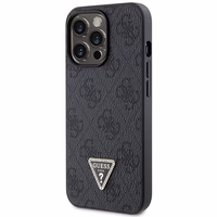 Guess GUHCP13LP4TDSCPK apvalks iPhone 13 Pro / 13 - melns krustenisks 4G metāla logotips