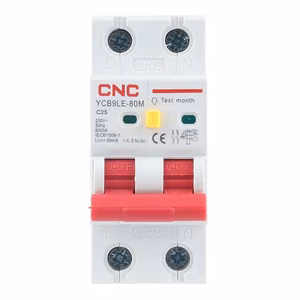 Residual Current Breaker ar Over-Current, 2P, 25A, class C, 30mA, 6kA