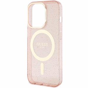Guess GUHMP14LHCMCGP iPhone 14 Pro 6.1" rozā/rozā cietais apvalks Spīdumi Zelts MagSafe
