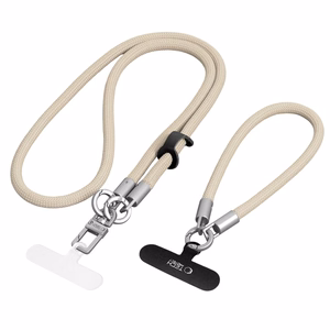 Tech-Protect C10S Crossbody Phone Lanyard (114 cm) + Wrist Strap (31 cm) - Beige Titanium