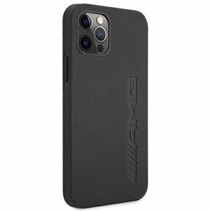 AMG ādas apvalks ar karsto zīmogu iPhone 12 Pro Max - melns