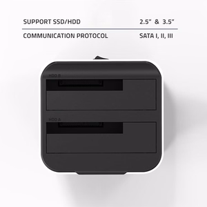 Qoltec 50309 HDD/SSD 2.5" 3.5" Dokstacija SATA III USB 3.0 5Gb/s Klonēšana