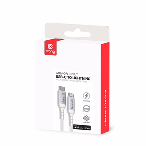Crong Armor Link MFi USB-C–Lightning ātrās uzlādes kabelis, 1,5 m, balts