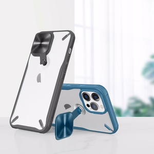 Nillkin Cyclops vāciņš iPhone 13 Pro - melns ar kameru aizsardzību un saliekamu statīvu