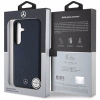 Mercedes Ādas Iespiestas līnijas Magnētiskais apvalks Samsung Galaxy S25 - zils