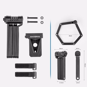 Rockbros LFCXR0085 saliekama velosipēda slēdzene ar kodu – melna