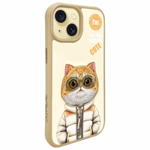 Nimmy Cool&Cute 2.0 kaķa viedtālruņa apvalks iPhone 15 – bēšs