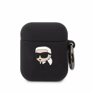 Karl Lagerfeld KLA2RUNIKK AirPods 1/2 чехол чёрный/чёрный Silicone Karl Head 3D