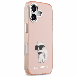 Karl Lagerfeld IML Aquarelle Choupette & Logo magnētiskais viedtālruņa apvalks iPhone 17 - rozā