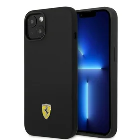 Ferrari FEHMSIP14MBK iPhone 14 Plus 6.7" melna/melna cietais apvalks silikona metāla logotips Magsafe