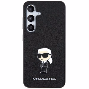 Karl Lagerfeld fiksēts mirdzošs Ikonik logotipa metāla piespraudes viedtālruņa apvalks Samsung Galaxy S24+ - melns