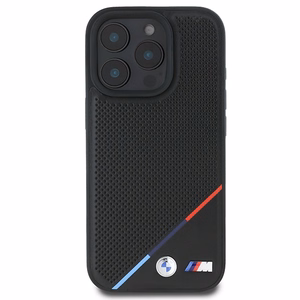 BMW M perforētā trīskrāsu līnija Magnētiskais apvalks iPhone 16 Pro - melns