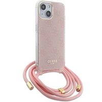 Guess GUHCP15SHC4SEP iPhone 15 / 14 / 13 6.1" rozā maciņš Crossbody Cord 4G Print