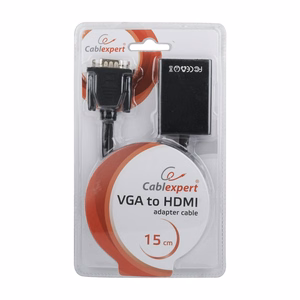 Gembird A-VGA-HDMI-01 video kabeļa adapteris 0.15 m HDMI Type A (Standard) VGA (D-Sub) melns