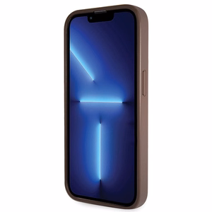 Guess GUHCP14LP4TDSCPW apvalks iPhone 14 Pro - brūns krustenisks 4G metāla logotips