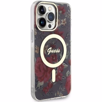 Guess GUHMP14XHCFWSA iPhone 14 Pro Max 6.7" zaļš cietais viedtālruņa apvalks Flower Magnētiskais