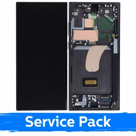 LCD Displejs saderīgs ar Samsung S918 S23 Ultra ar rāmi / Phantom melns (sarkans) (Graphite) / (Service Pack)
