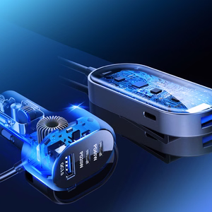 3mk Double automašīnas lādētājs, 135 W, PD/QC/PPS, USB 2A4C, melns/pelēks